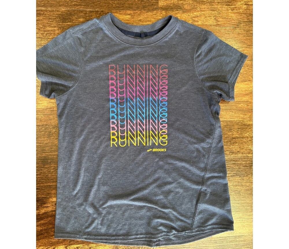 Brooks Youth Girls Distance Graphic Short Sleeve Running Shirt Size M